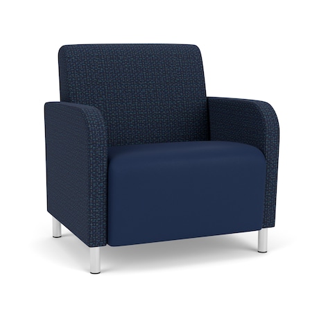 Lesro Siena Wide Guest Chair, Brushed Steel, RF Blueberry Back, MD Ink Seat, RF Blueberry Panels SN1201